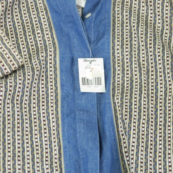 NWT Wrangler Western Wear Tribal Stripes Multicolor Western Shirt NOS Size M ANB - Picture 2 of 9